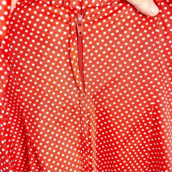 Vintage Red White Dot Ruffle Halter Maxi Dress - Picture 9 of 9